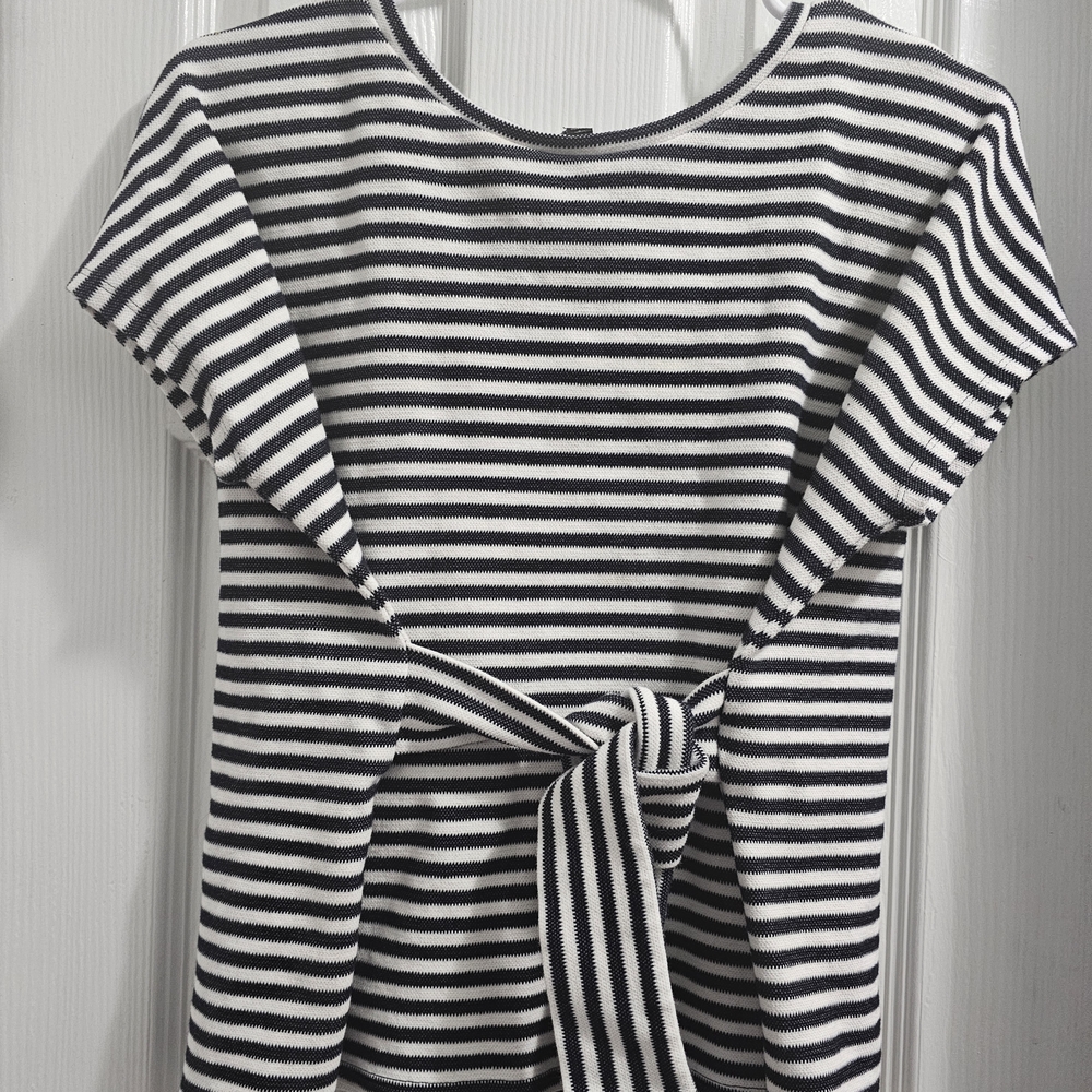 Express Black and White Striped Short Sleeve Top
